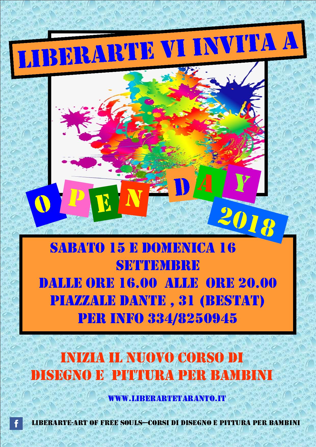 CORSO DI DISEGNO E PITTURA PER BAMBINI a TARANTO – OPEN DAY 2018